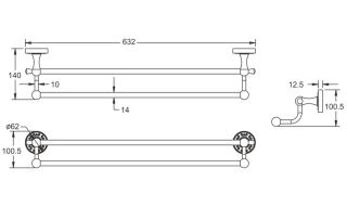 Полотенцедержатель Rose RG1027Q 63см бронза
